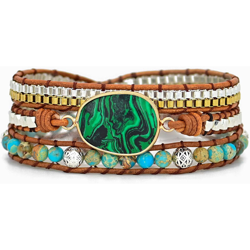 Flor de Cristal Wrap náramek Malachit