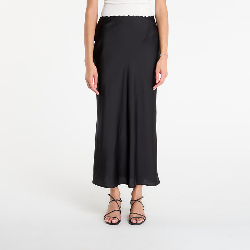 Sukně GUESS Sibilla Long Satin Skirt Black L
