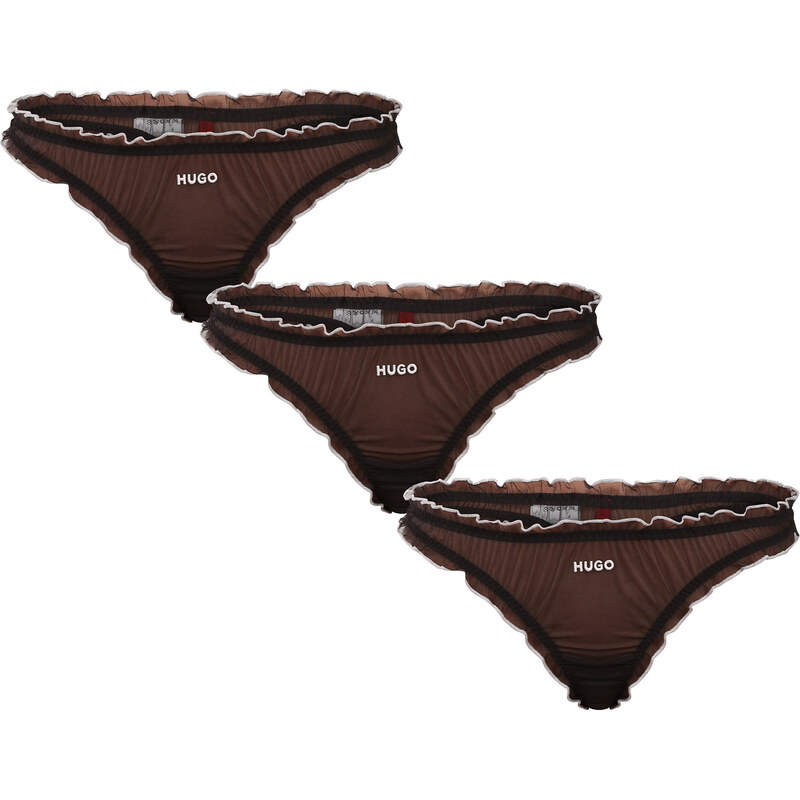 3PACK dámská tanga HUGO černá (50550109 001)