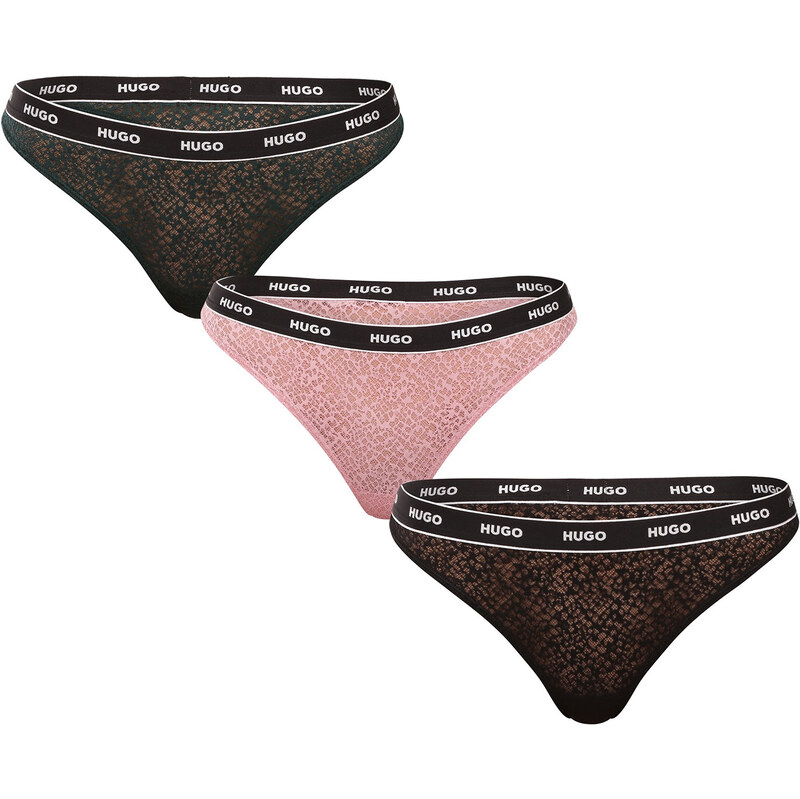 3PACK dámská tanga HUGO vícebarevná (50535265 962)