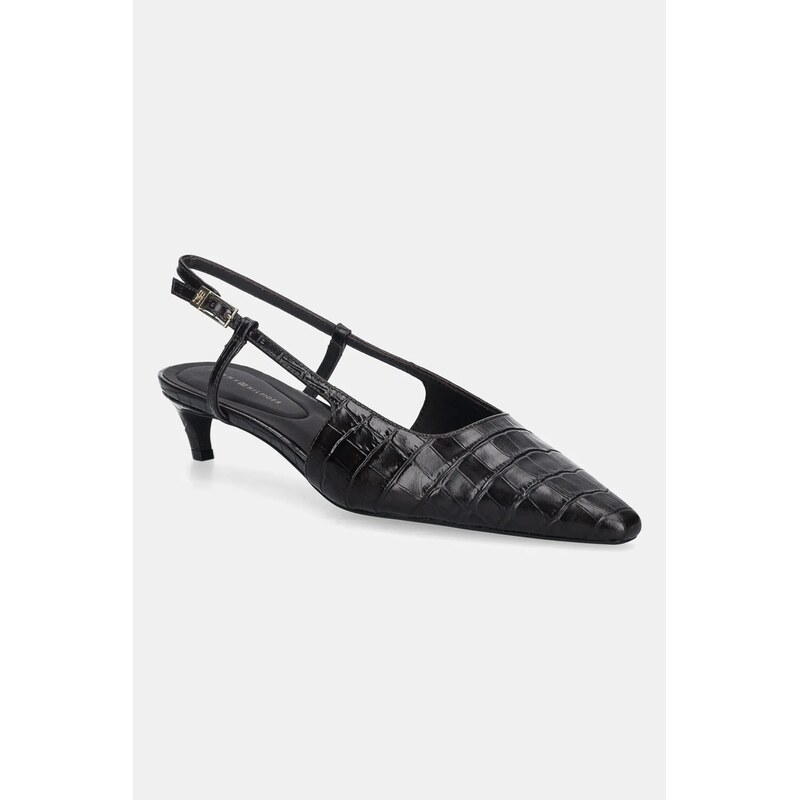 Kožené lodičky Tommy Hilfiger CROC SLINGBACK SLANTED HEEL 108519577