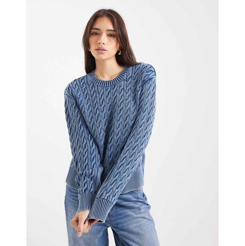 Levis boyfriend cable knitted jumper in blue
