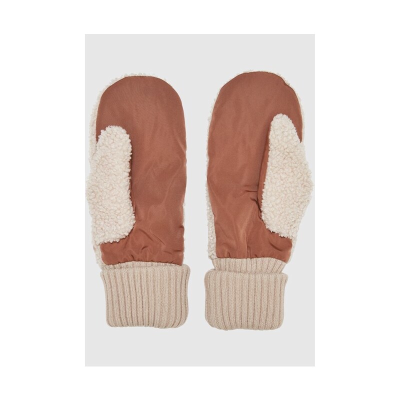 Urban Classics Základní rukavice Sherpa karamel/máslový krém