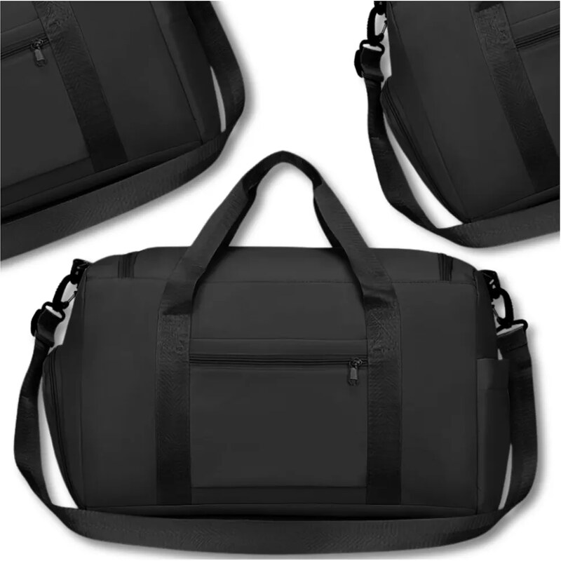 Camerazar Prostorná cestovní taška do posilovny, černá, nylon, 89282082