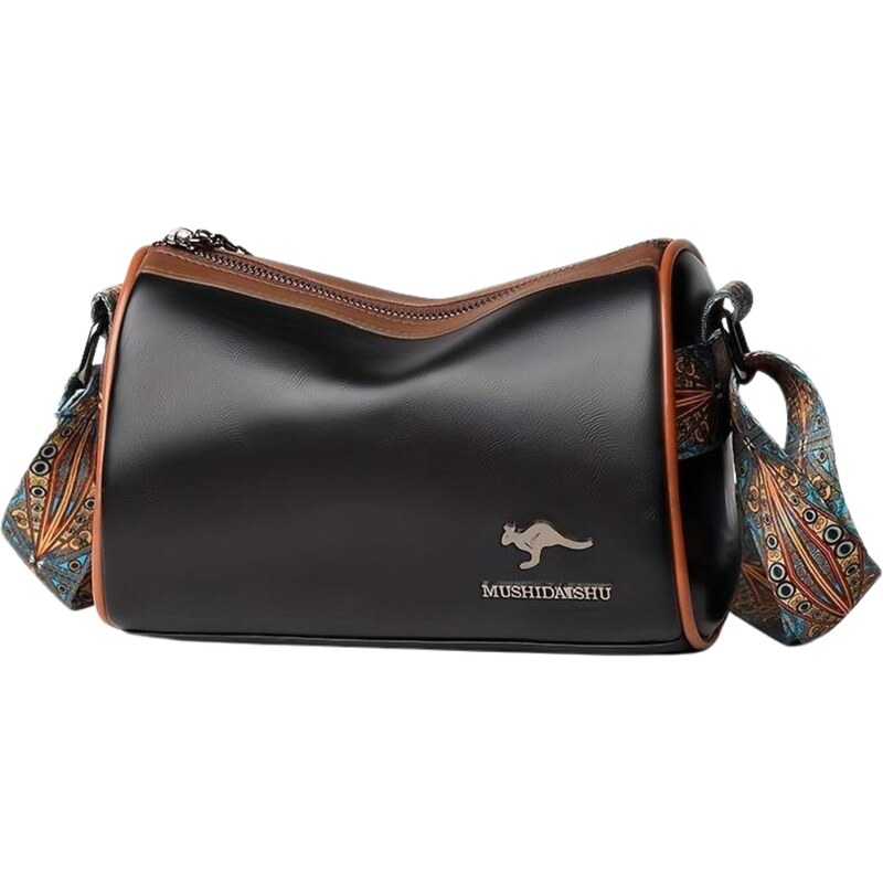 Camerazar Elegantní černá kožená dámská kabelka přes rameno postbag 95858424