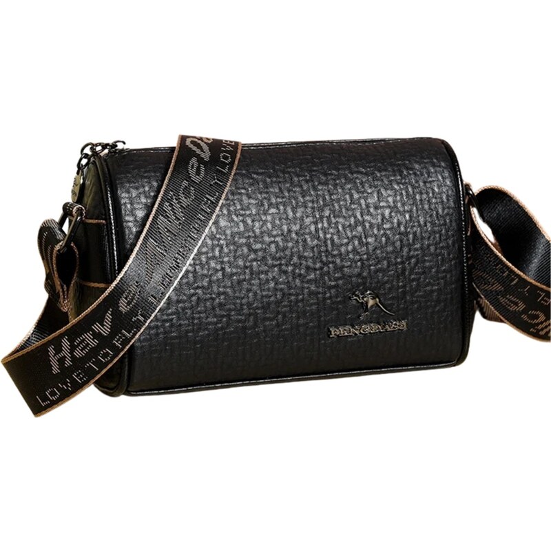 Camerazar Elegantní dámská černá kožená kabelka přes rameno postbag 95858425