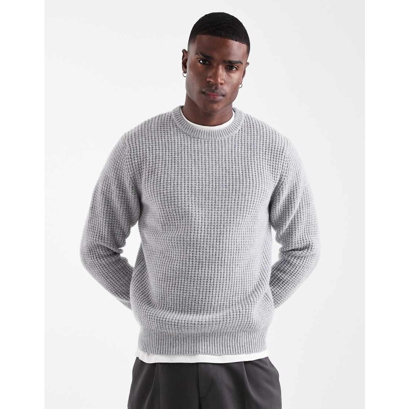 Levis presidio texture knit jumper in grey marl
