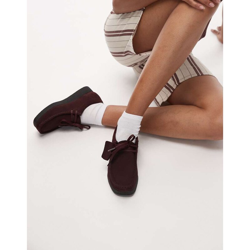 Clarks Wallabee EVOsh shoe in merlot suede-Red 108491629