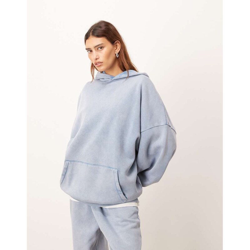 ARRANGE premium acid wash hoodie in soft blue 108488626