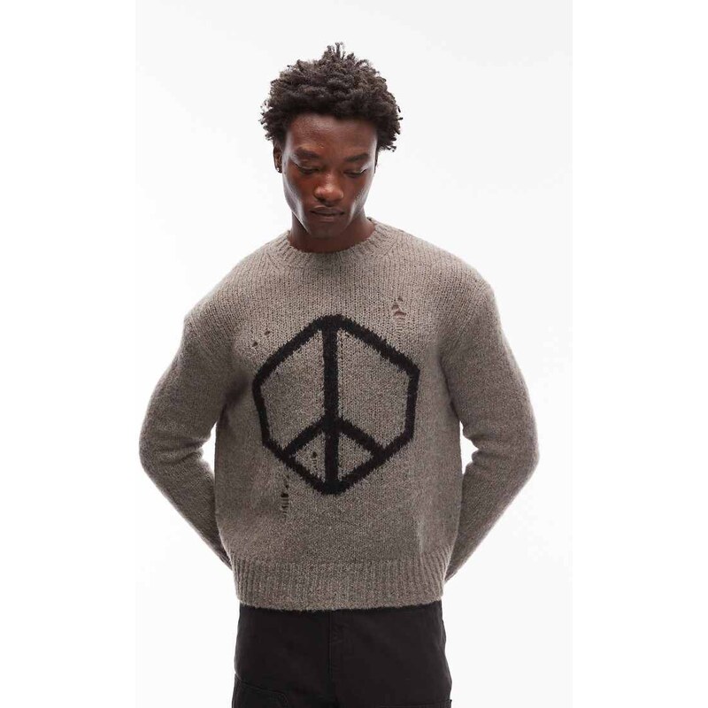 Allsaints Peace knitted jumper in khaki - GREY 108488462