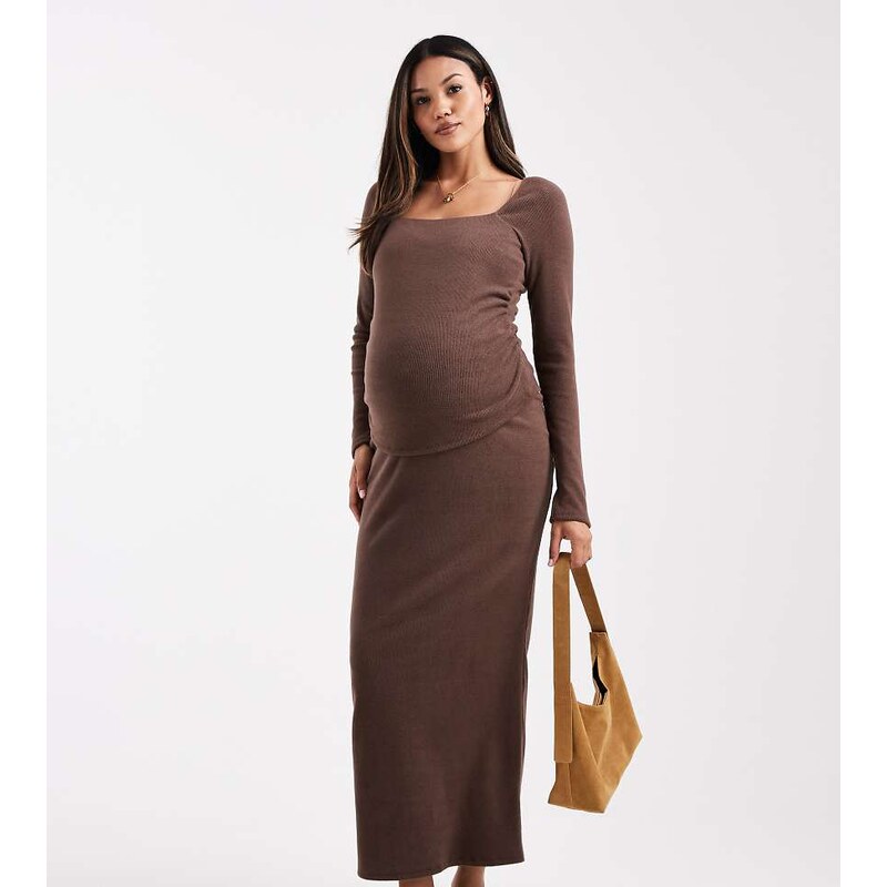 ASOS Maternity ASOS DESIGN Maternity co-ord ribbed maxi skirt in 108491709