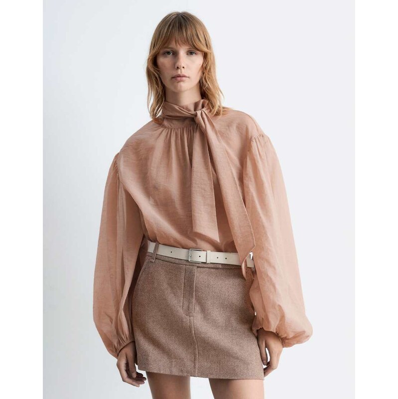 & Other Stories wool mini skirt in brown herringbone check 108488559