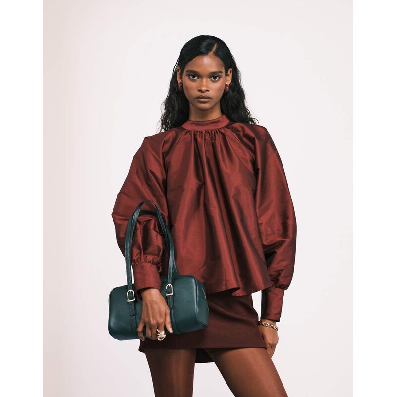 ASOS DESIGN taffeta bow back volume top-Purple 108488387