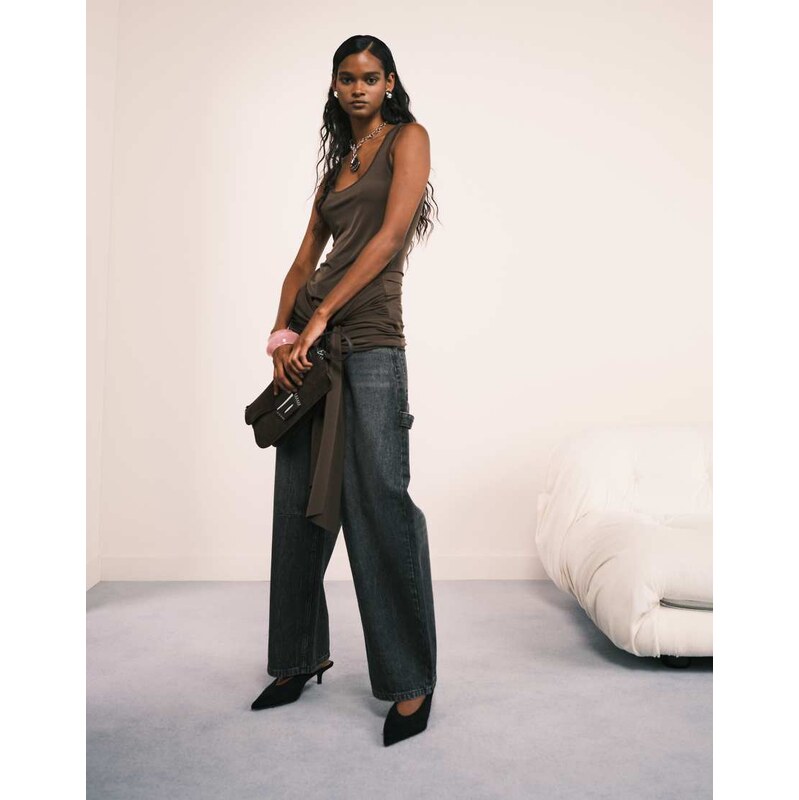 ASOS DESIGN utility barrel jean in grey co-ord