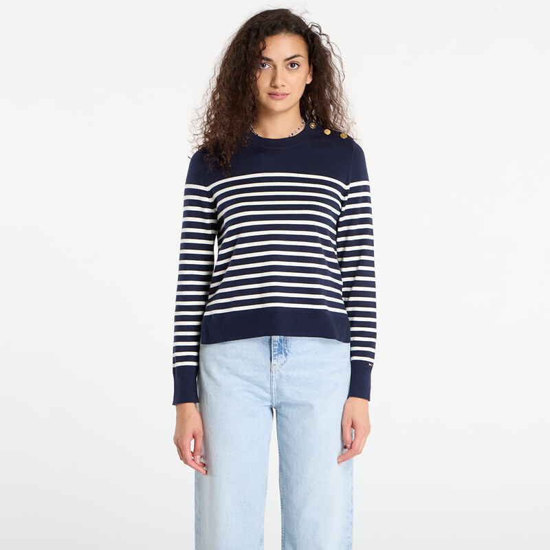 Svetr Tommy Hilfiger Co Jersey Mid Gg Ls Gold Btn Swt Navy/