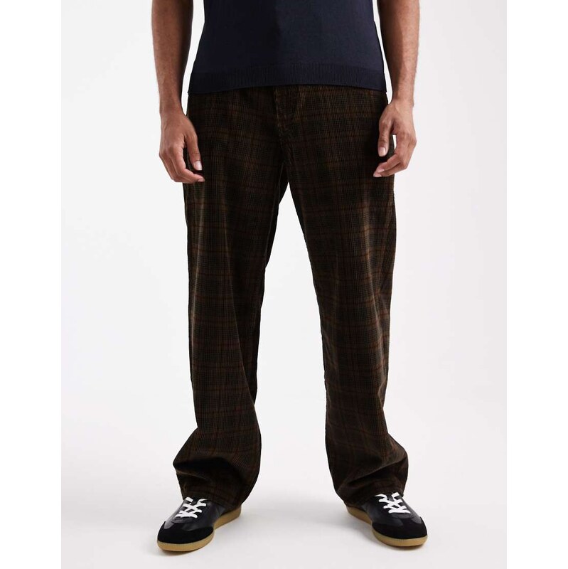 Levis 578 baggy fit check cord 5 pocket trousers in brown