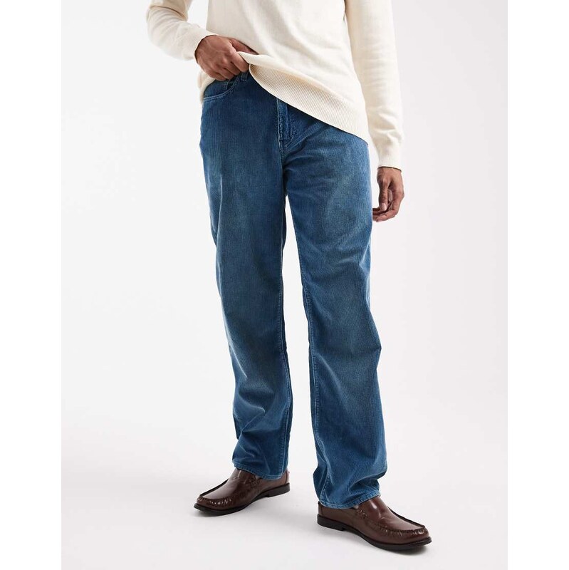 Levis 568 loose straight wide cord 5 pocket trousers in indigo