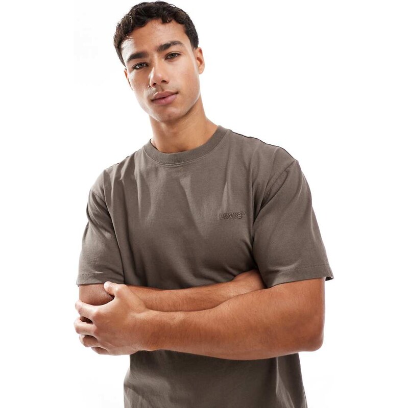 Levis tonal logo vintage oversized garment dye t-shirt in khaki
