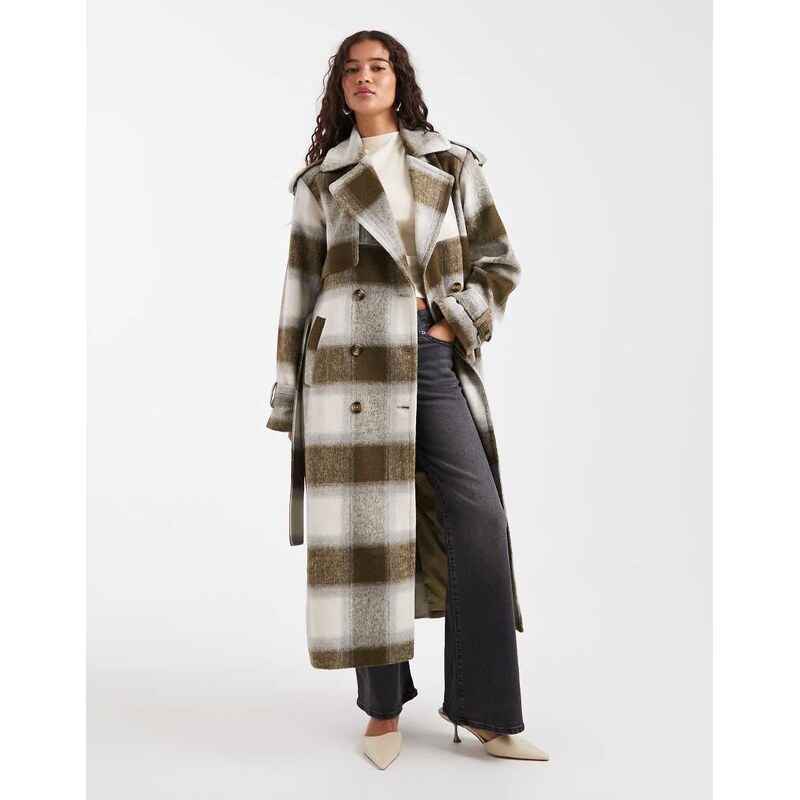 4th & Reckless exclusive wool feel longline belted trench coat in 110697685