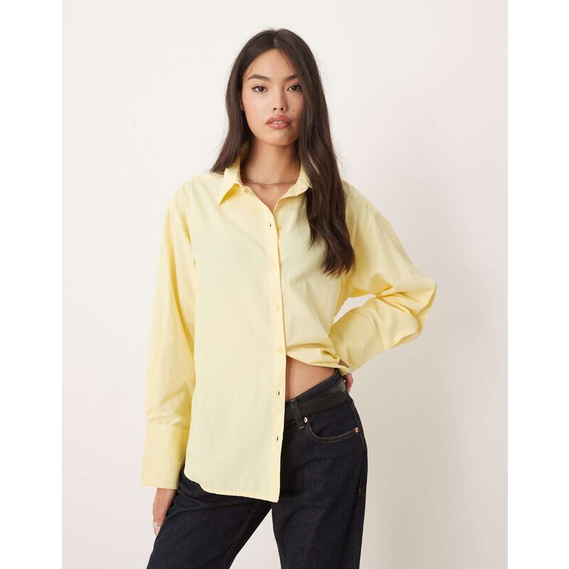 JJXX Bella long sleeve shirt in butter yellow 115548808