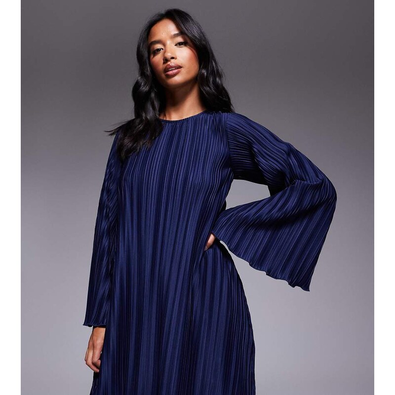 ASOS Petite ASOS DESIGN Petite plisse wide sleeve mini dress with back 108491670