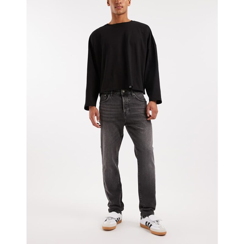 ONLY & SONS Yoke tapered fit jeans in washed black