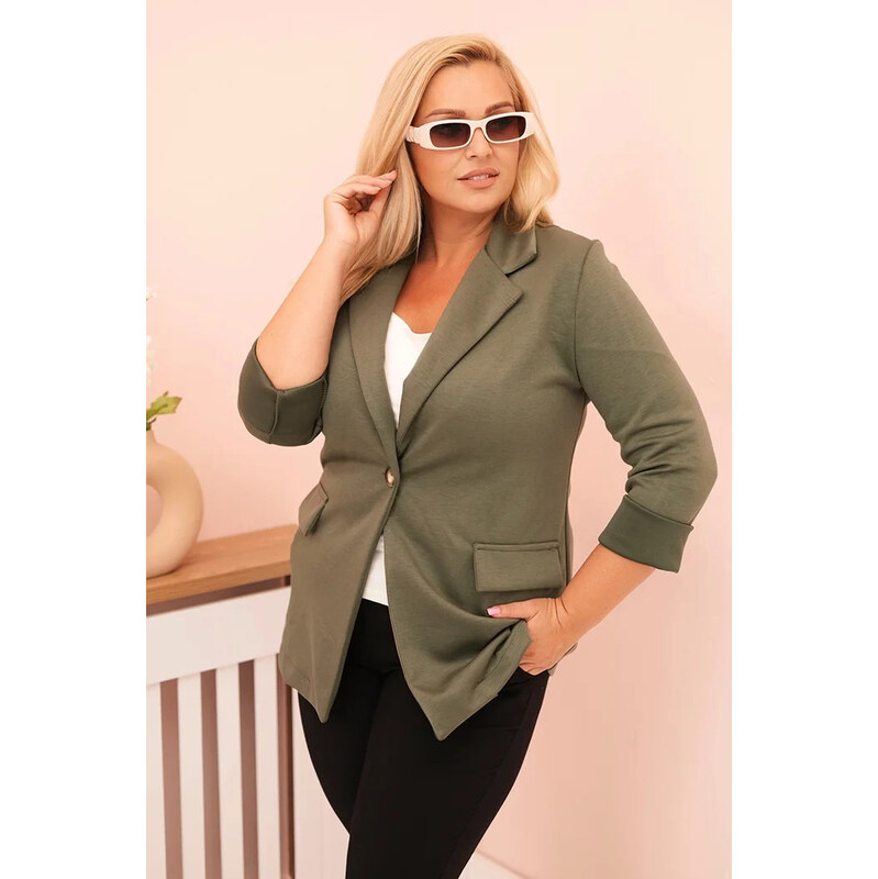K-Fashion Dámská viskózová blazer Plus Size s dlouhým rukávem a