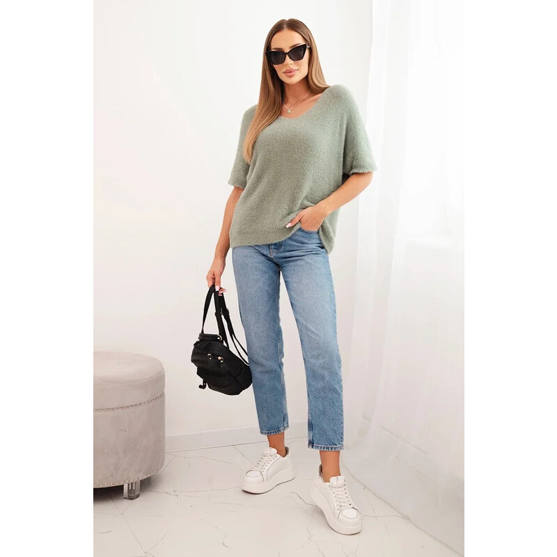 Dámský svetr z měkkého model 21327524 s výstřihem do V krátký
