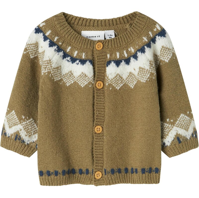 NAME IT Pletená bunda MOLAN námořnická modř / khaki / bílá