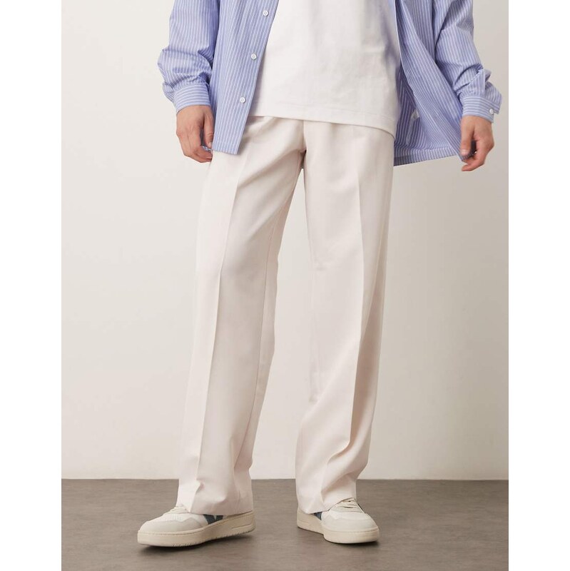 ASOS DESIGN smart pleated wide leg trousers and double belt