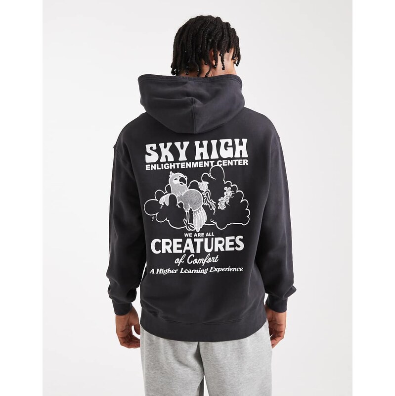 Levis sky high back print relaxed fit hoodie in black