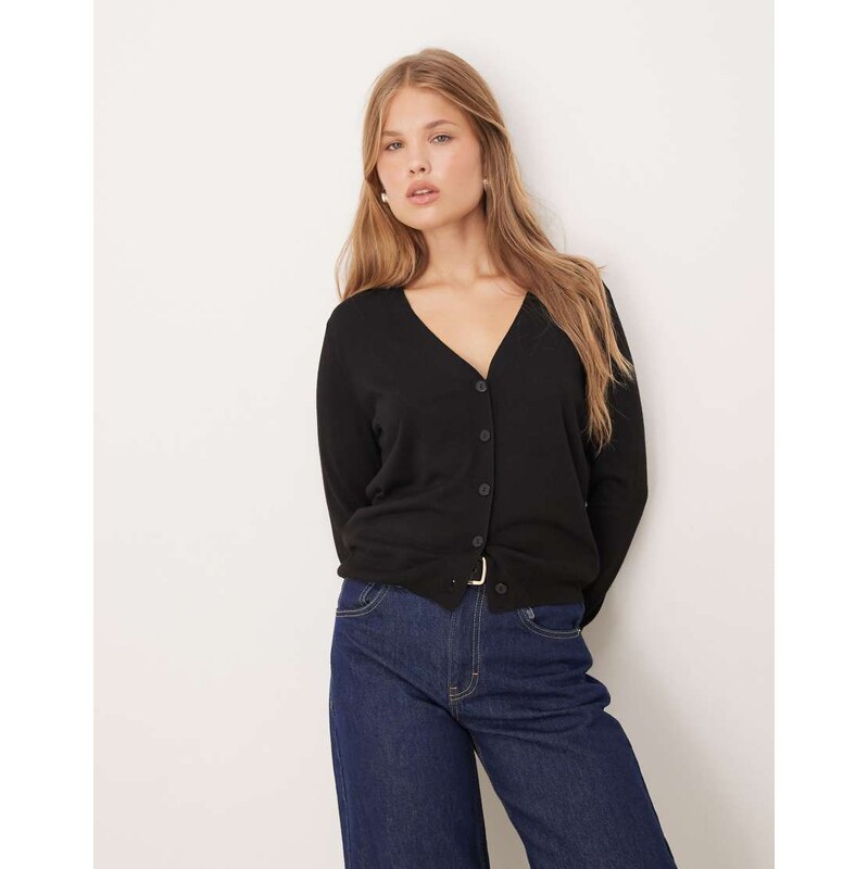 Mango v neck cardigan in black