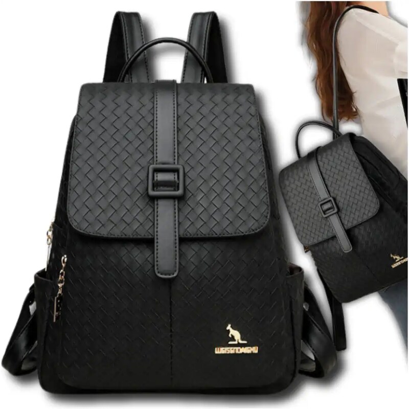 Camerazar Elegantní černý městský dámský pletený pleťák z eko kůže 99445705