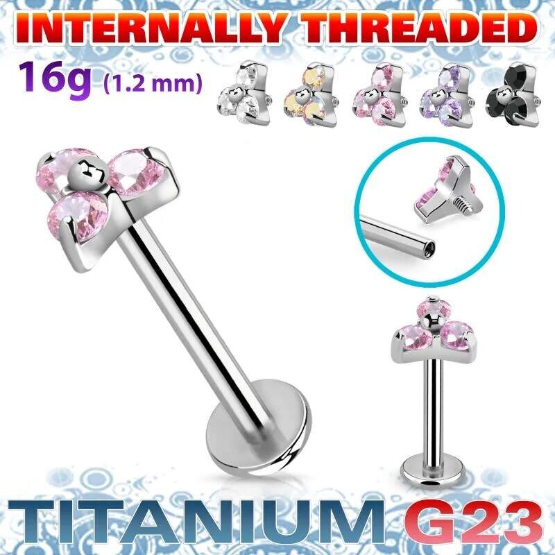 Achadirect Titanový labret G23 s třemi krystaly ULBIN13 InfinityPierce 108496402