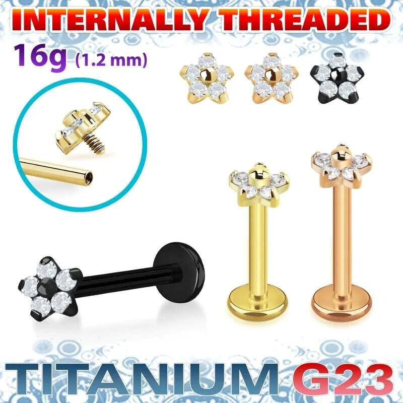 Achadirect Titanový labret G23 s květinkou UTLBIN54 InfinityPierce 108496403
