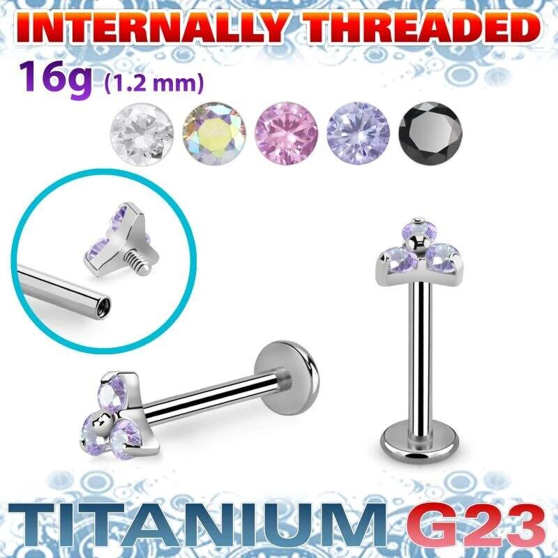 Achadirect Titanový labret se třemi krystaly – elegantní a 108496405