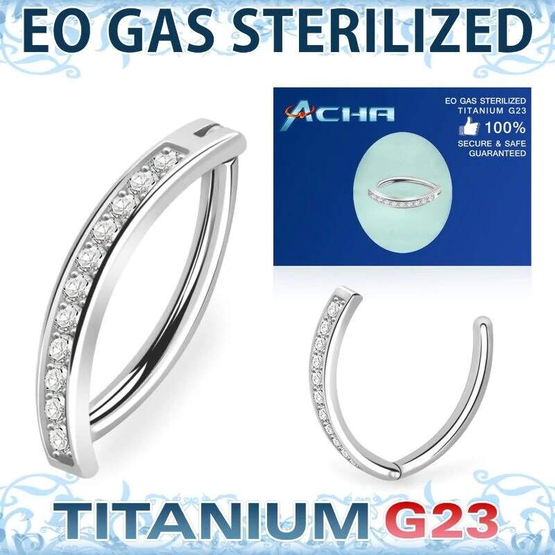 Achadirect Banánek z titanu G23 – leštěná ocel s krystaly, 108496409