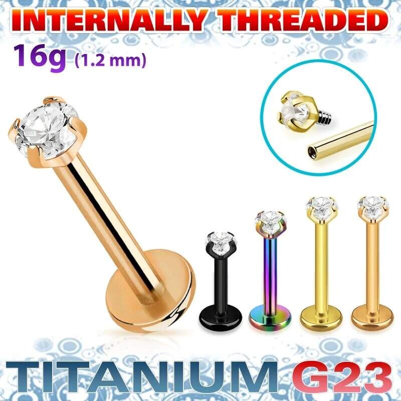 Achadirect Titanový labret s čirým krystalem – barevné varianty těla 108497660