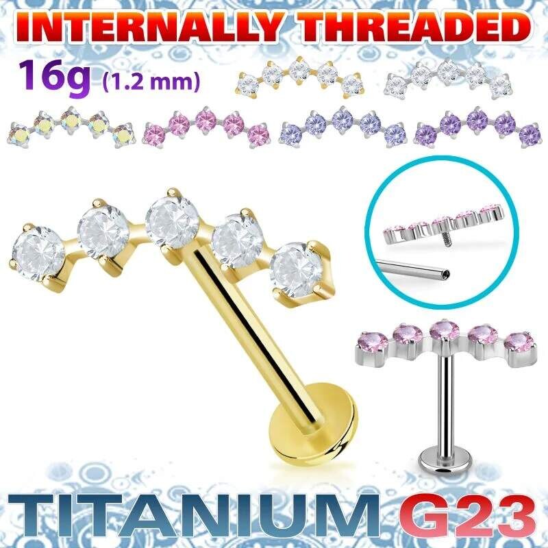 Achadirect Titanový labret s pěti krystaly – variabilní barvy těla i 108497663
