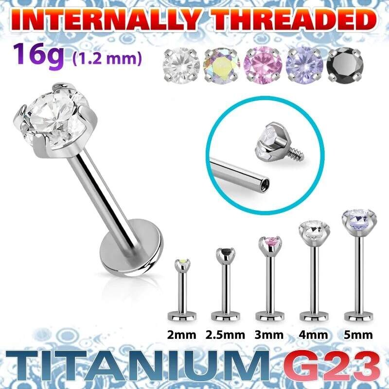 Achadirect Labret z titanu G23 s velkým zirkonem – lesklá ocelová 108497664
