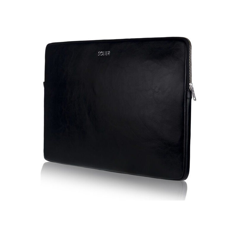 SOLIER Kožené černé pouzdro na notebook 13 Černá 85879584