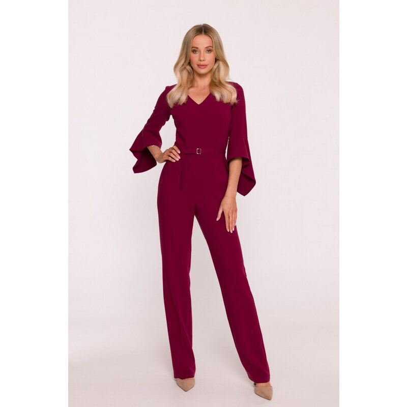 Kombinéza s rukávy bordó model 21319117 - STYLOVE