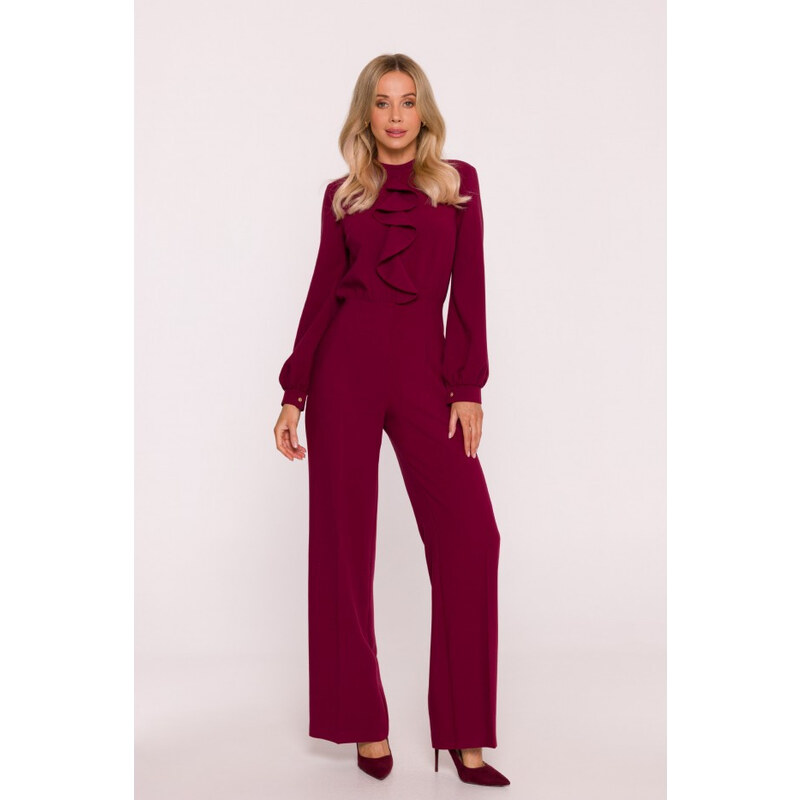 model 21319219 Kombinéza s volánem bordó - STYLOVE