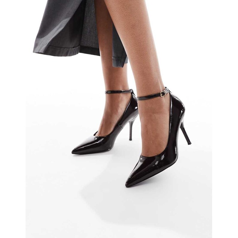 New Look ankle strap heeled shoes in burgundy-Red 109597165