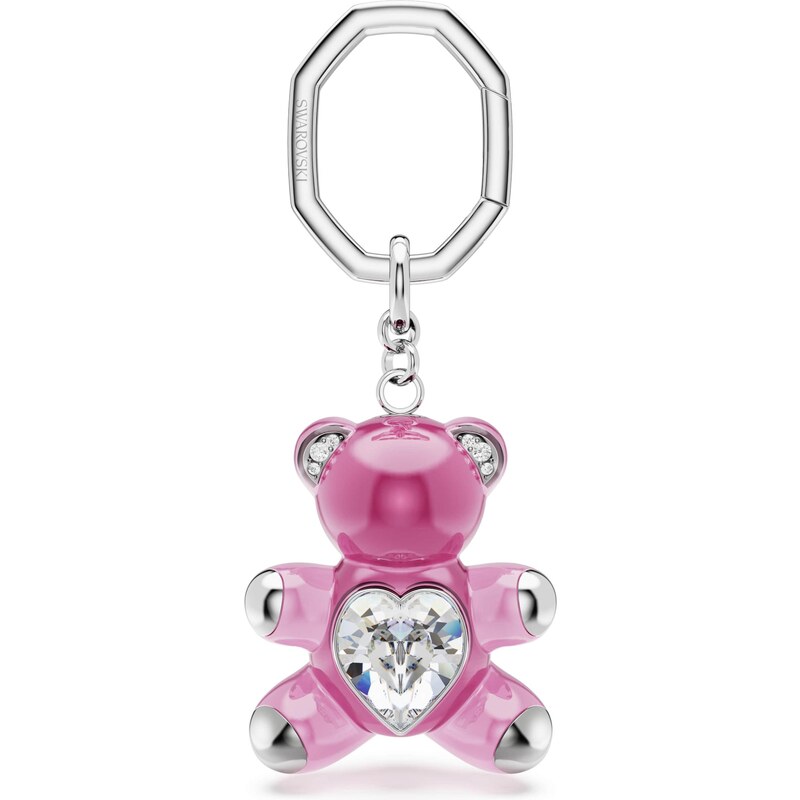 Swarovski Přívěsek na klíče Teddy pink / stříbrná / průhledná