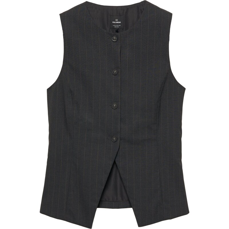 Pull&Bear Vesta k obleku brokátová / šedý melír 108795129