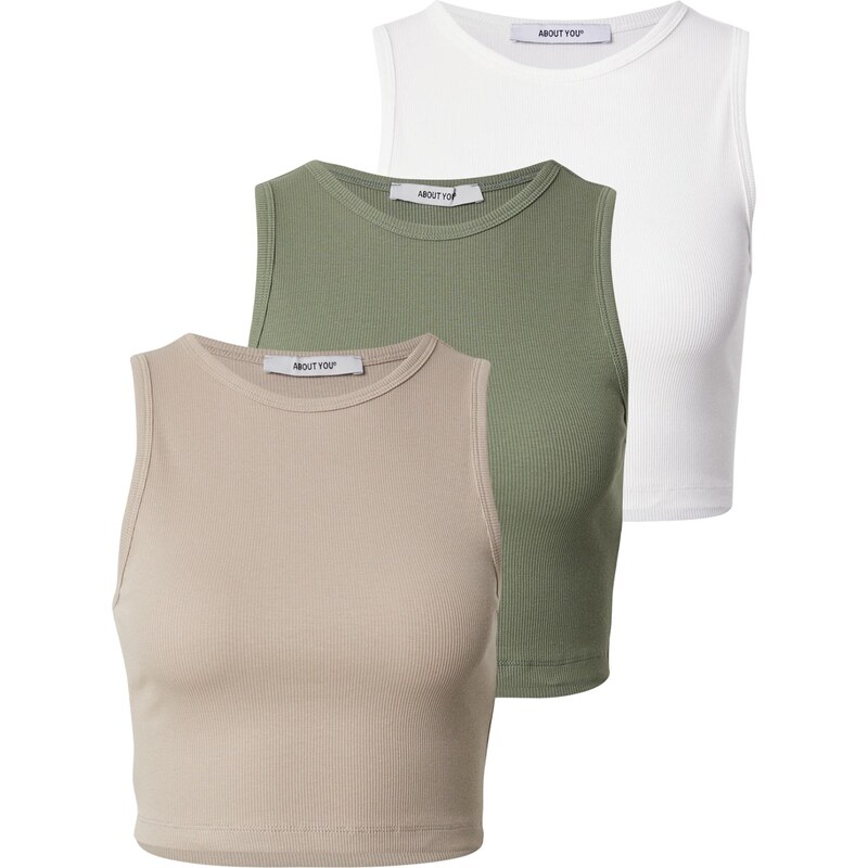 ABOUT YOU Top Dinah béžová / khaki / bílá 108895004