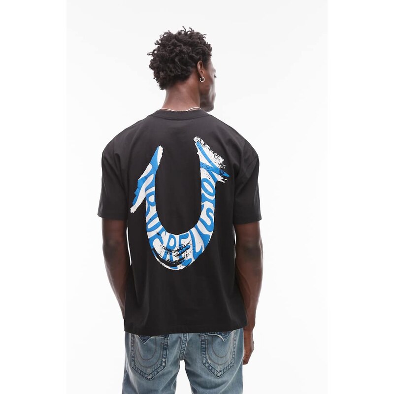 True Religion painted logo back oversized t-shirt in black