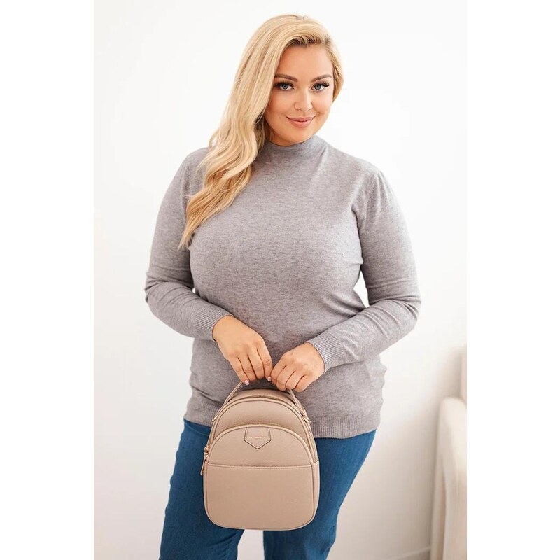 MladaModa Rolákový oversize svetr model 1112 šedý 108807629