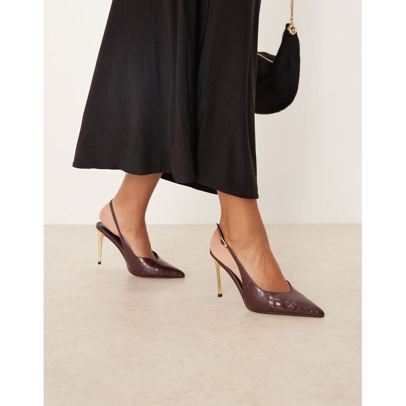 ASOS DESIGN Phoenix slingback electroplated high heel shoes in